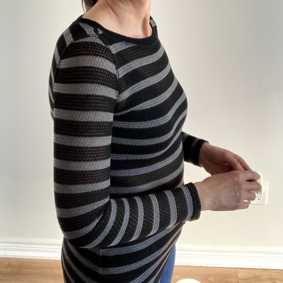 Women's Bodycon Striped Sheer Top - Picture 2 of 6